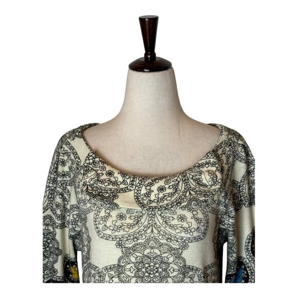 Aryeh Anthropologie Dress Women Medium Ivory‎ Geometric Print Knit Fit And Flare - Picture 3 of 9